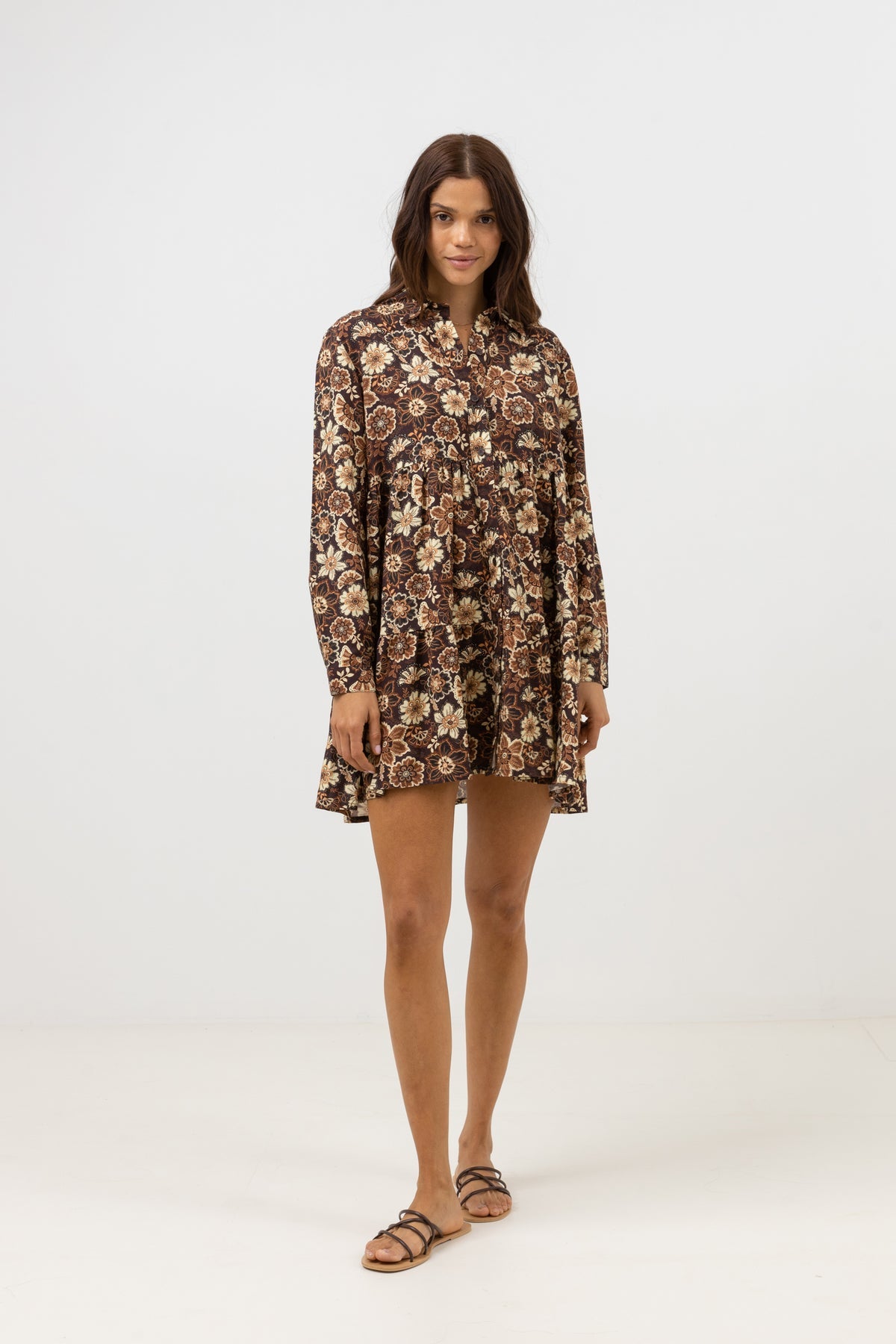 Vestido Mujer Cantabria Floral Mini Dress Brown