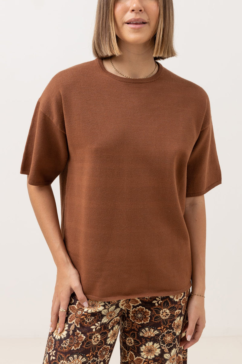 Polera Corsica Knit Oversized Tee Chocolate