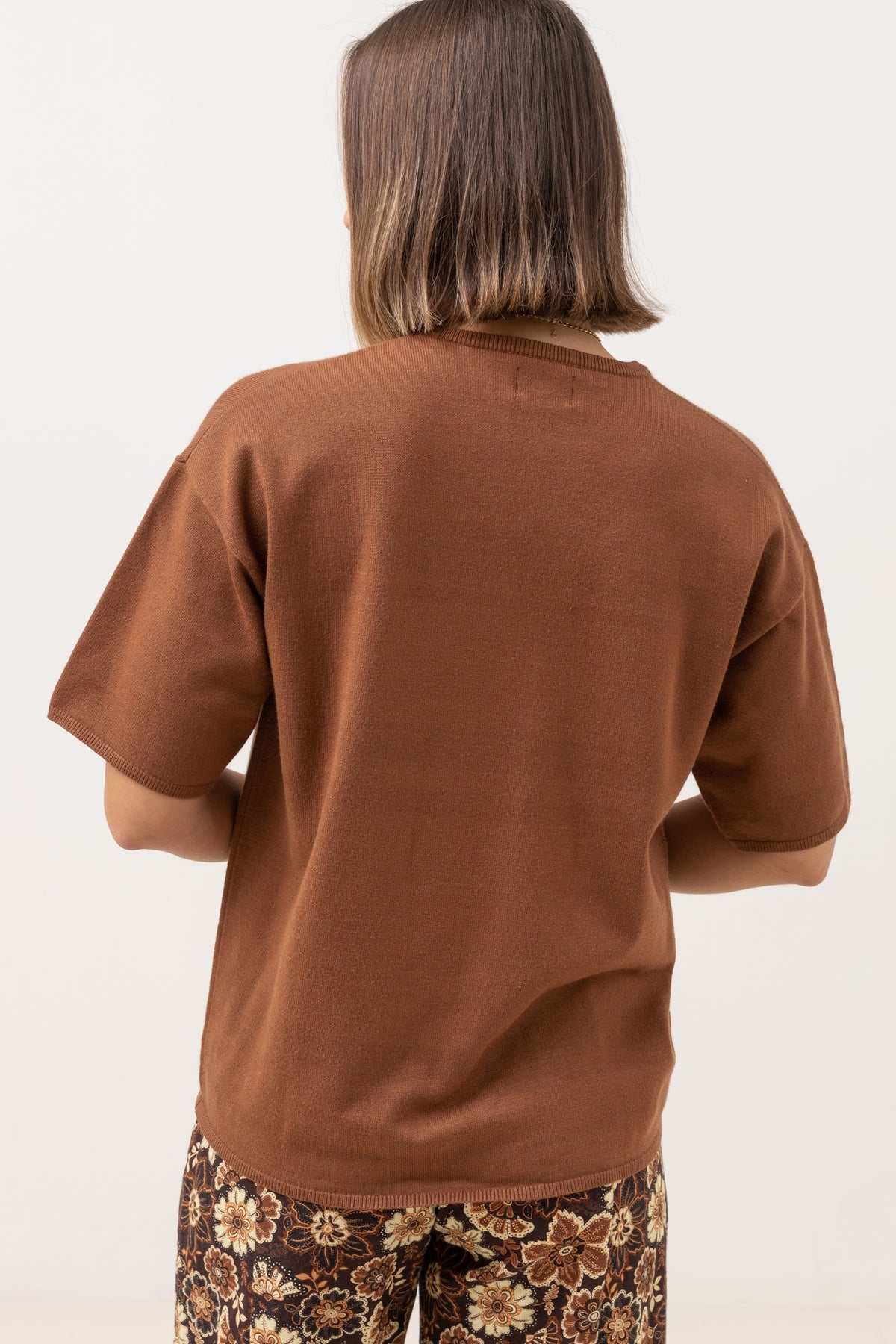 Polera Corsica Knit Oversized Tee Chocolate