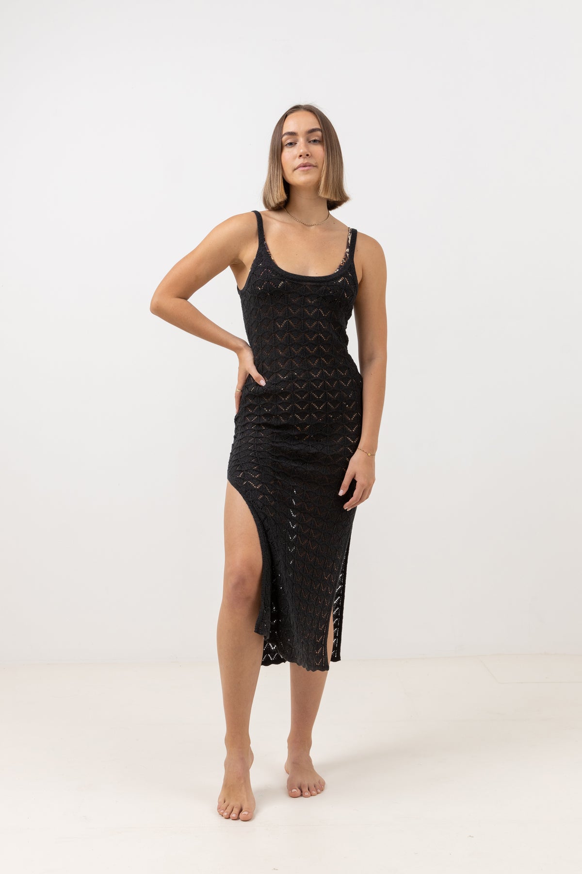 Vestido Mujer Marketta Knit Midi Dress Black