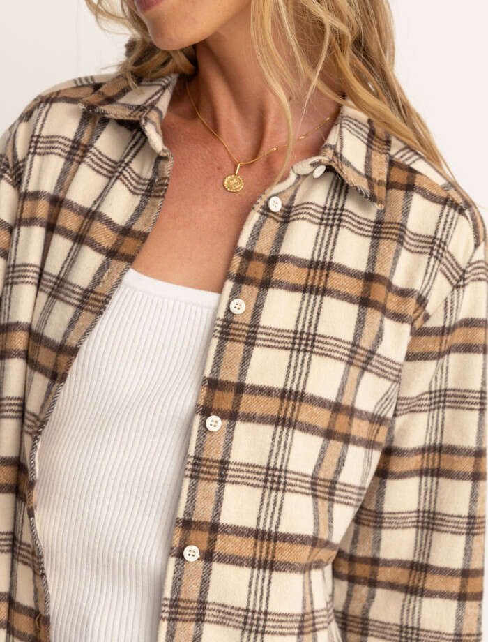 Camisa Mujer Ocean Side Flannel - White