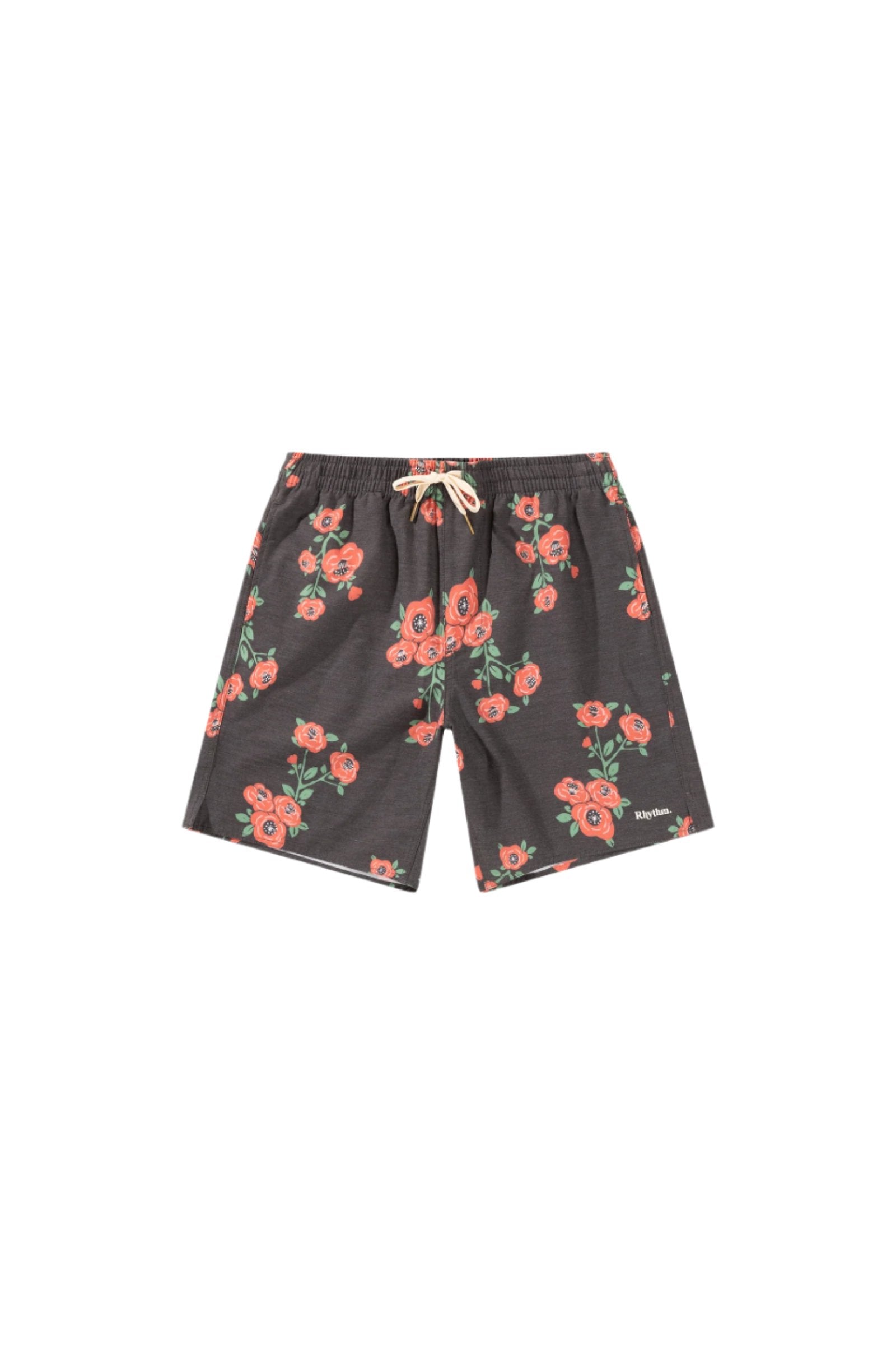 Traje de Baño Hombre Floral Beach Short - Vintage Black