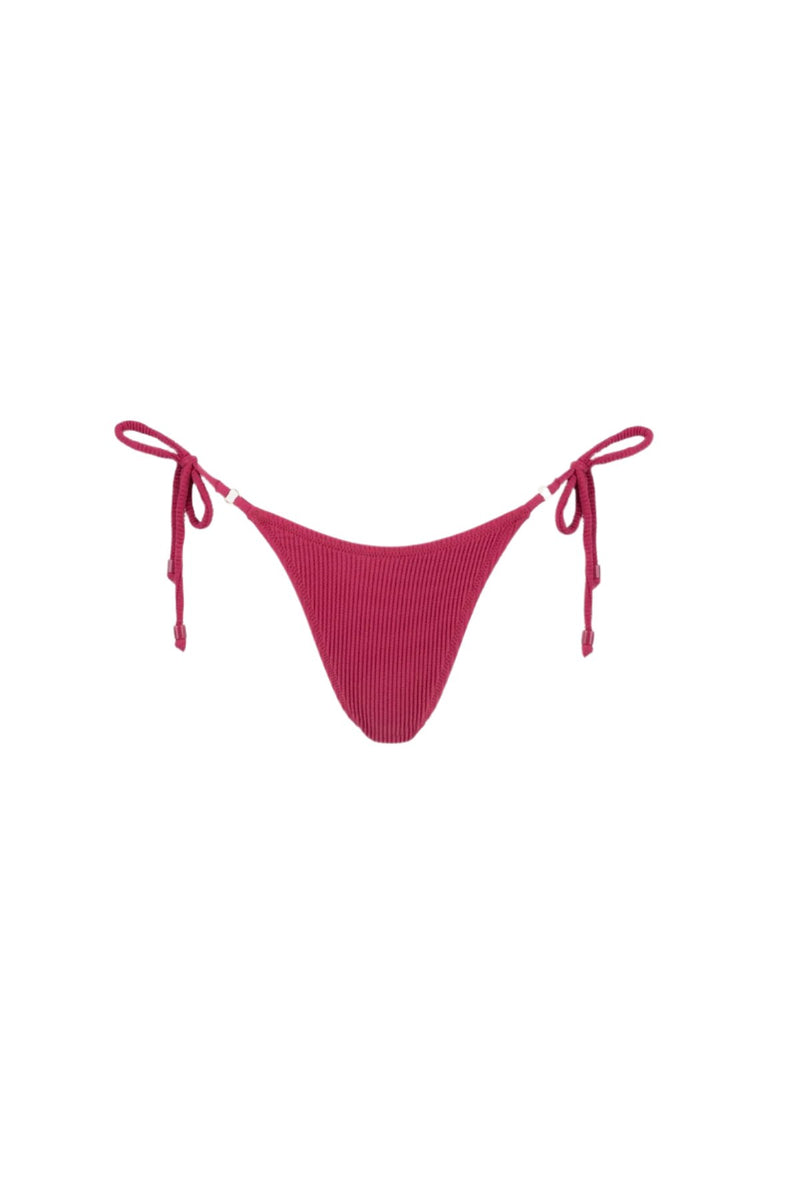 Bikini Bottom Isla Rib Tie Side Hi Cut - Sangria