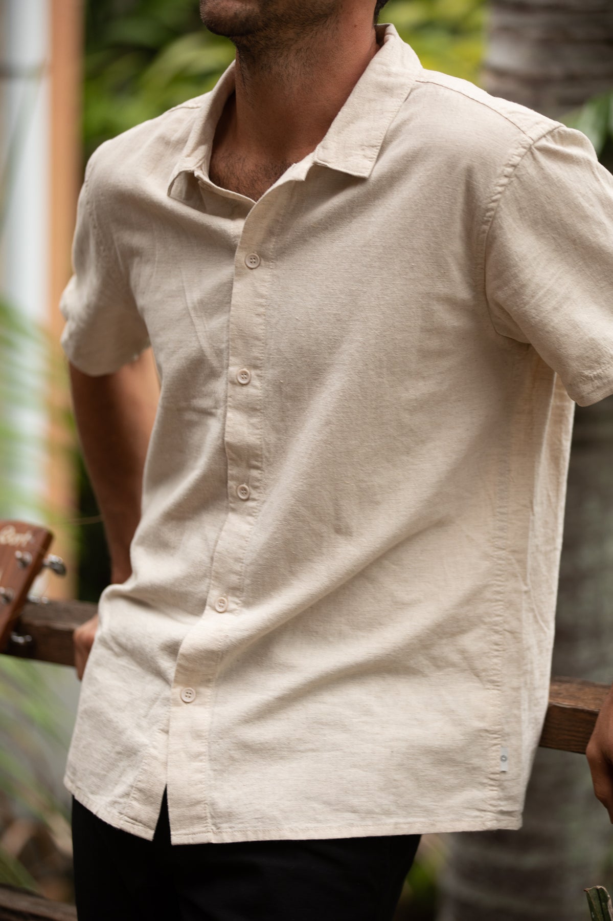 Camisa Hombre Classic Linen SS - Sand