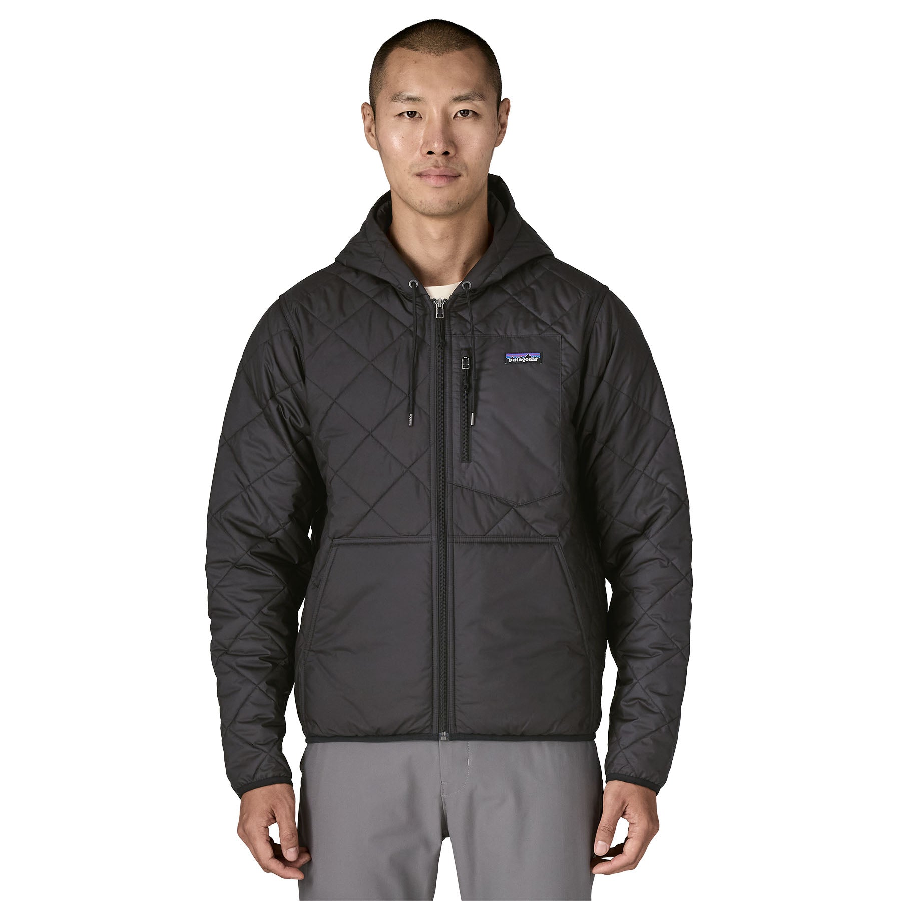 Chaqueta Hombre Diamond Quilted Bomber Hoody Black