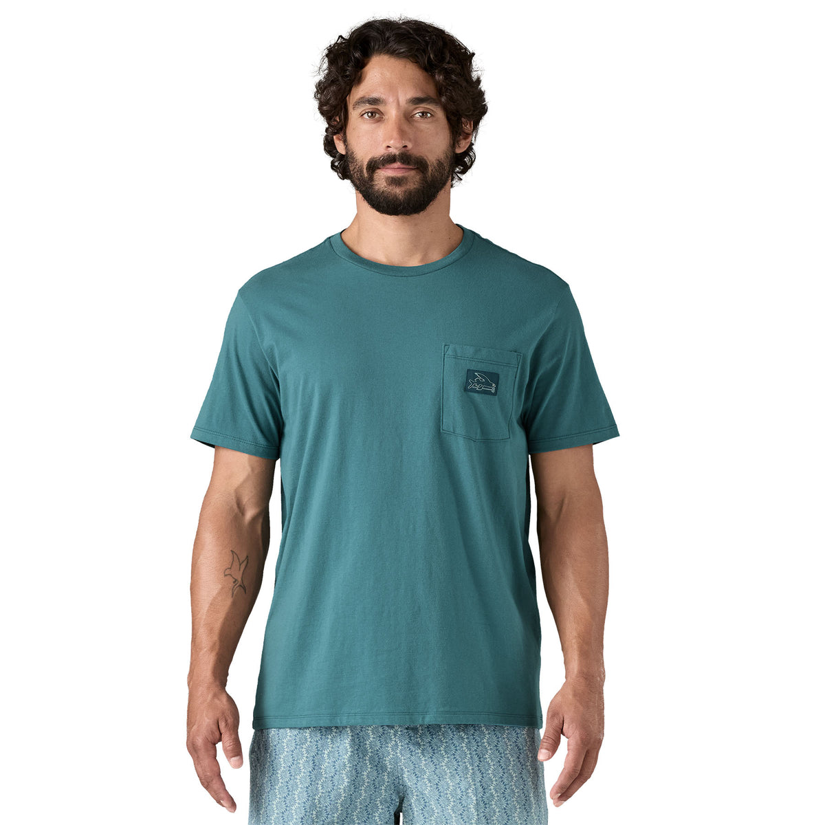 Polera Hombre Flying Fish Tides Organic Pocket - Wetland Blue
