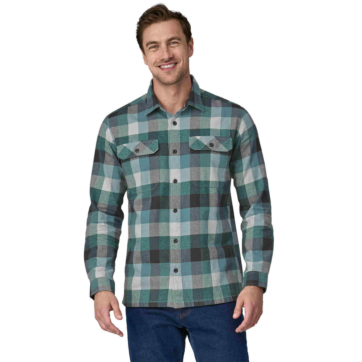 Camisa Manga Larga Hombre Organic Cotton Midweight Fjord Flannel Shirt Nouveau Green