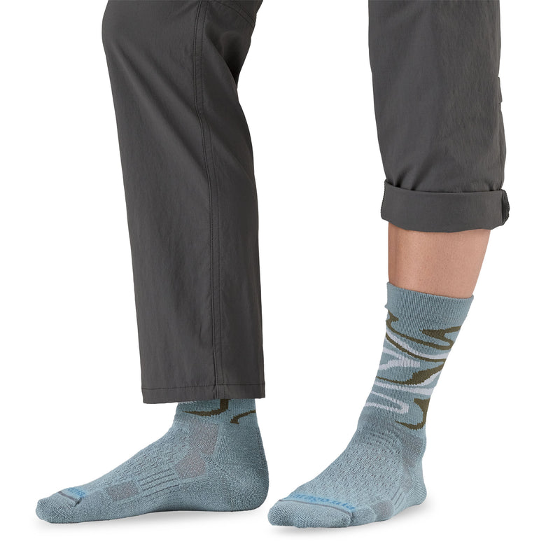 Calcetines de Lana Wool Crew Socks - Swirling Earth: Thermal Blue