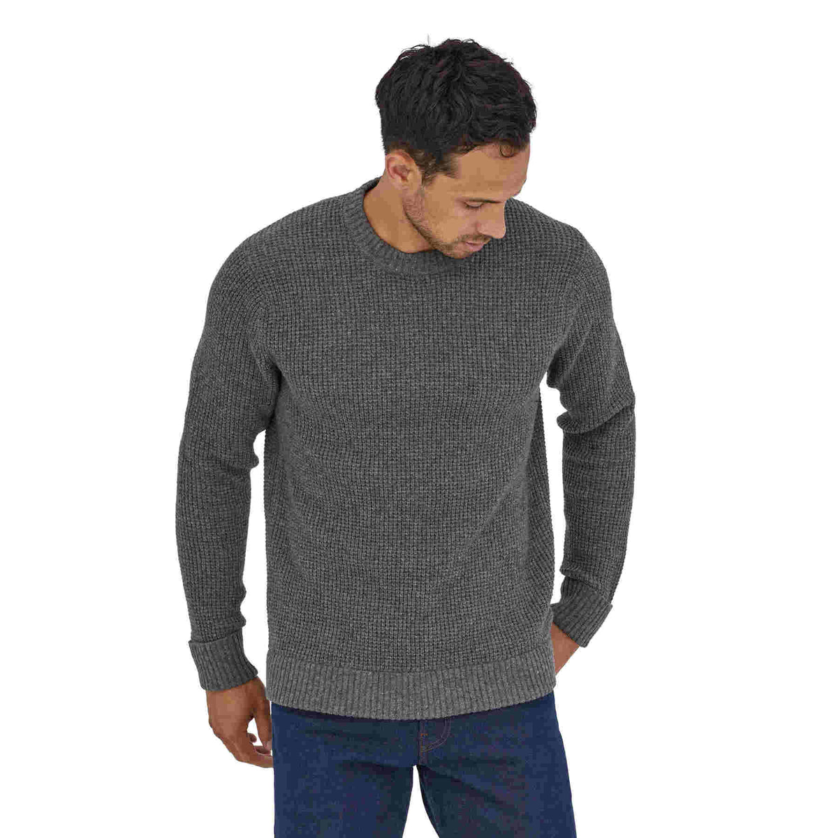 Sweater Hombre Recycled Wool-Blend Hex Grey