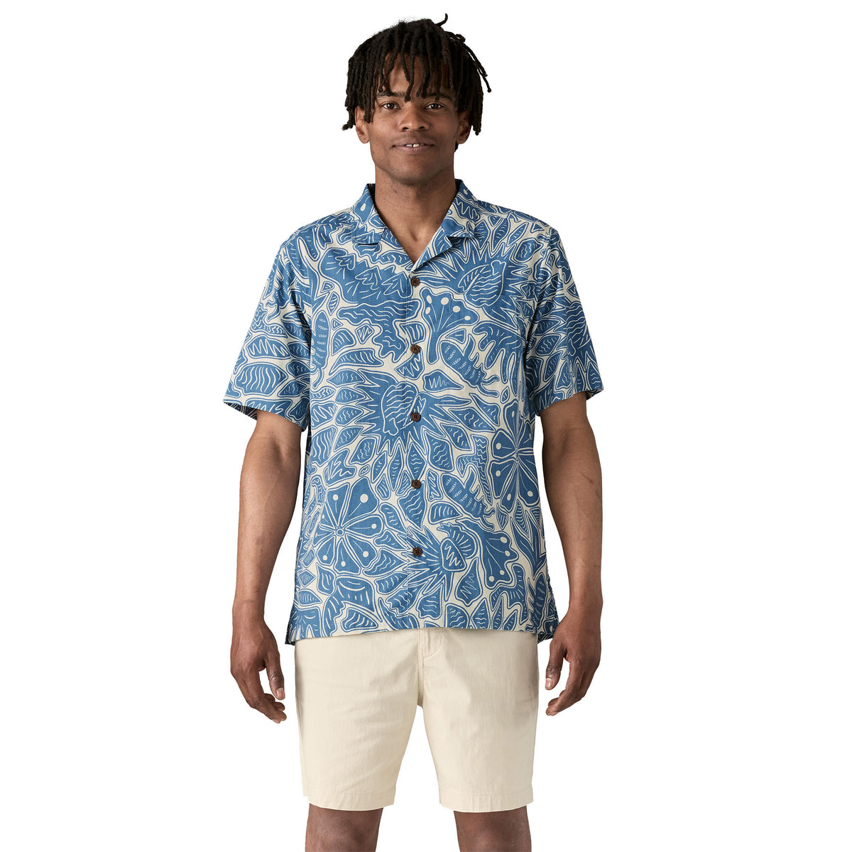 Camisa Hombre Tidal Threads Camp Shirt - Still Blue