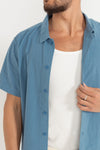 Camisa Hombre Classic Linen SS - Mineral Blue