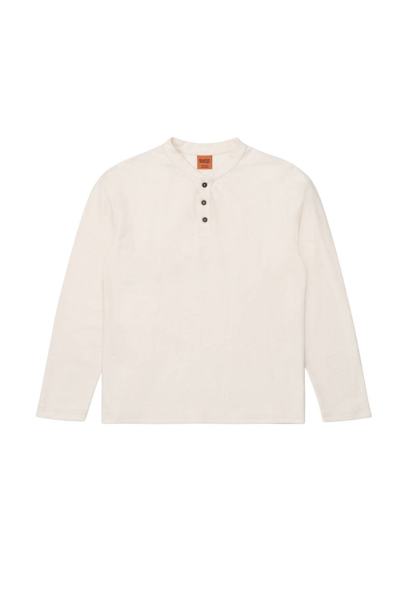 Polera Hombre Vintage Terry LS Henley - Natural