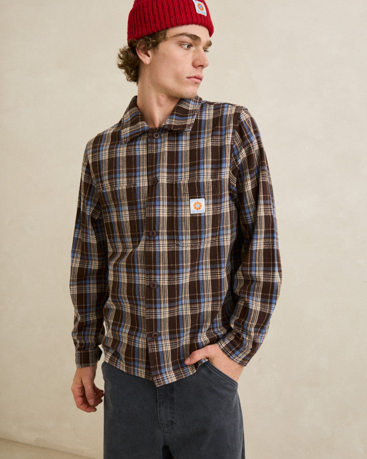 Camisa Hombre Alex Check LS - Chestnut