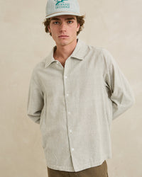 Camisa Hombre Bank Stripe LS - Olive
