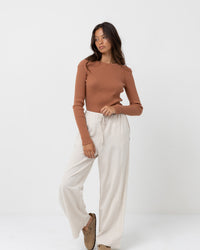 Pantalón Mujer Classic Drawstring Pant - Oat