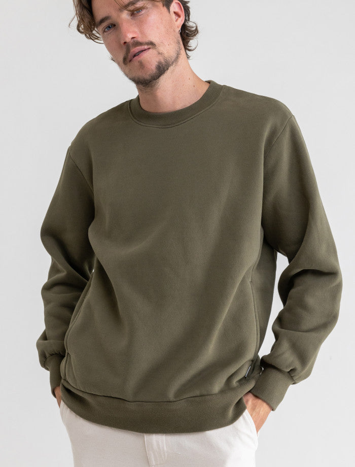 Poleron Hombre Classic Fleece Crew - Olive