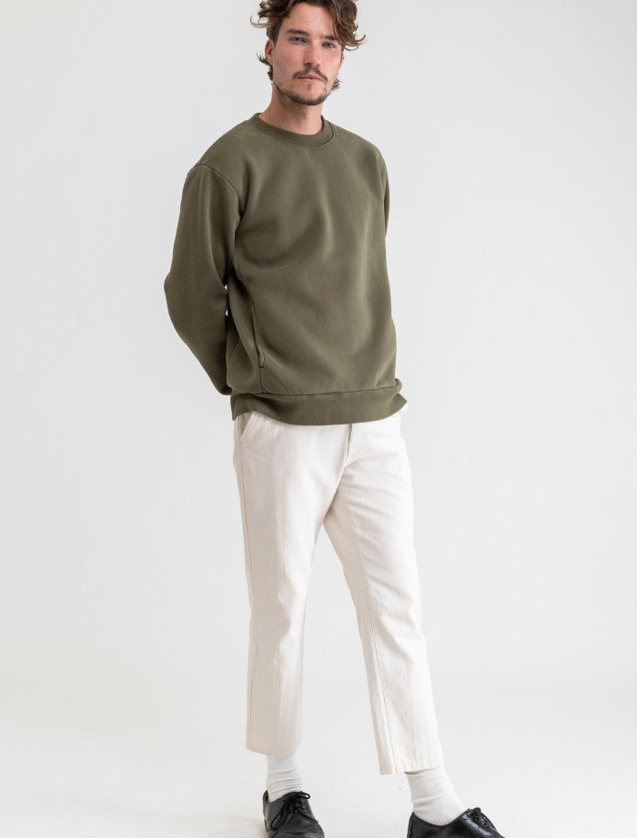 Poleron Hombre Classic Fleece Crew - Olive