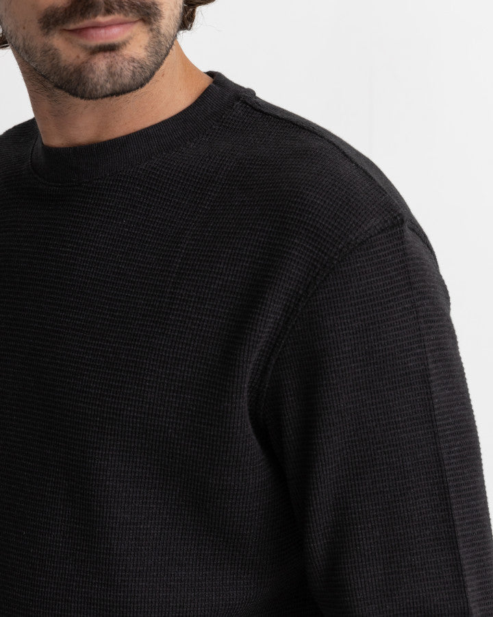 Sweater Hombre Classic Waffle Knit - Vintage Black