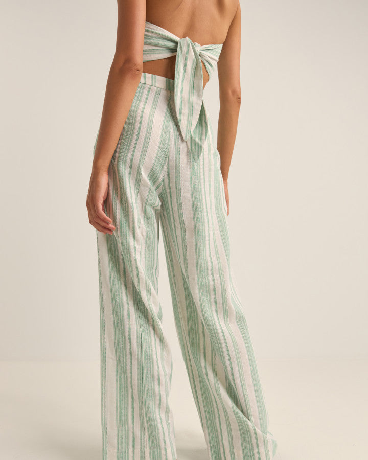 Pantalón Mujer Dinero Stripe Wide Leg - Green