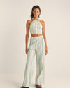 Pantalón Mujer Dinero Stripe Wide Leg - Green