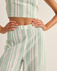 Pantalón Mujer Dinero Stripe Wide Leg - Green