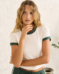 Polera Mujer Embroidered Floral Tee - Natural & Hunter