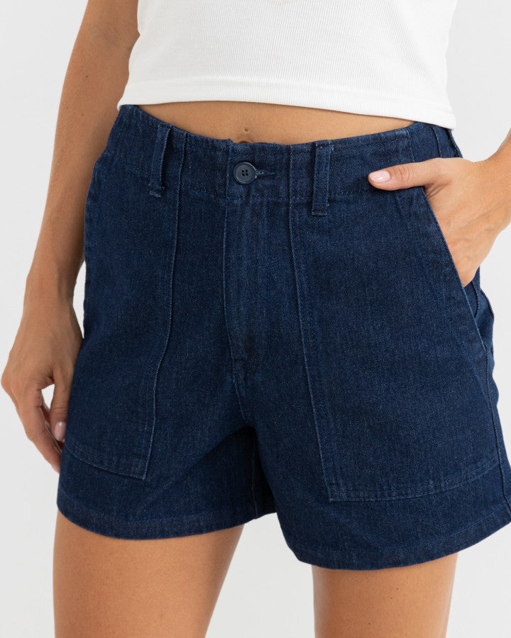 Short Mujer Fatigue Denim Short - Dark Denim