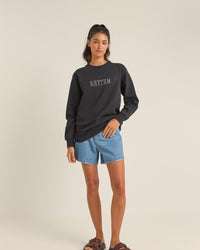 Polerón Mujer Flagship Boyfriend Fleece Crew - Black