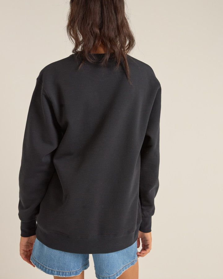 Polerón Mujer Flagship Boyfriend Fleece Crew - Black