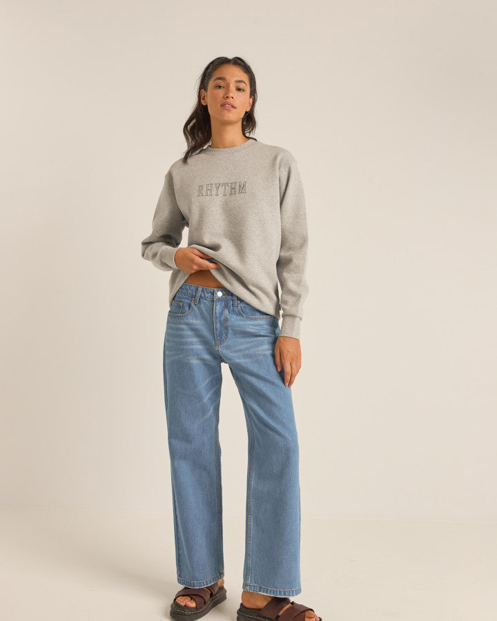 Polerón Mujer Flagship Boyfriend Fleece Crew - Grey Heather