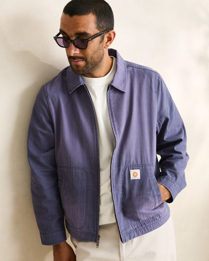 Chaqueta Hombre Herringbone Sun Wash - Vintage Blue