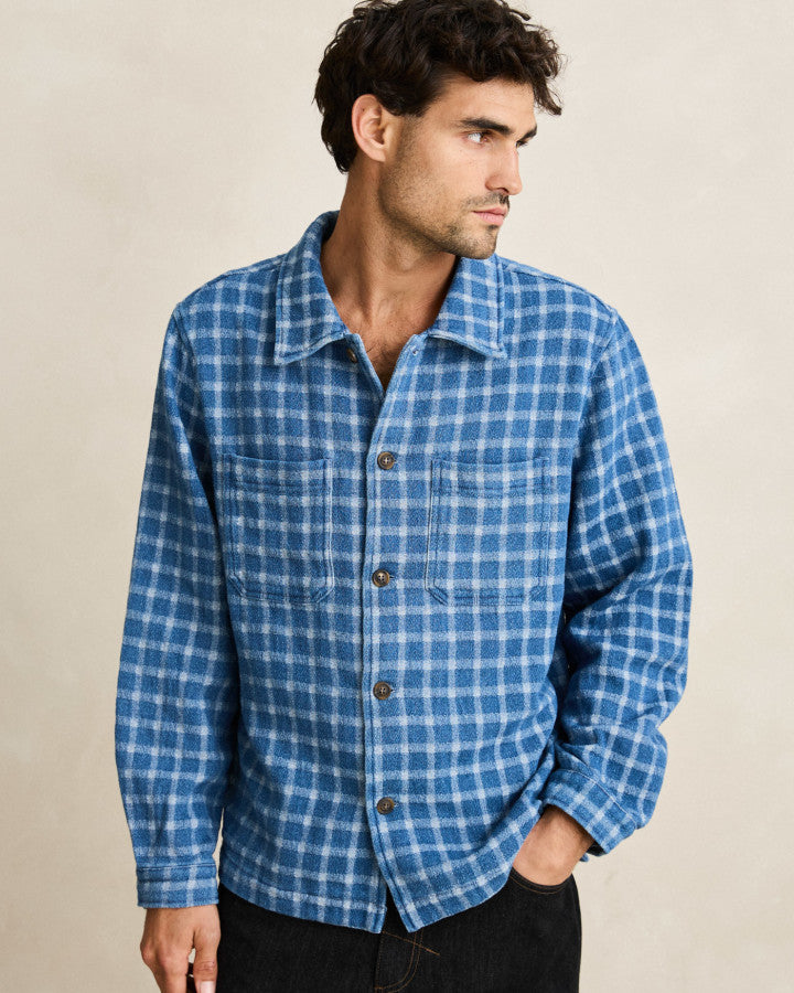 Camisa Hombre Jacquard Check Shirt - Indigo