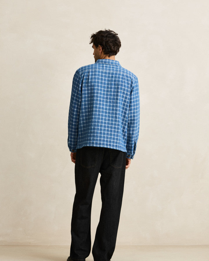 Camisa Hombre Jacquard Check Shirt - Indigo
