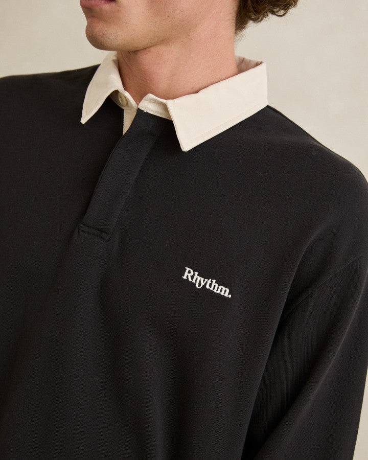 Polera Hombre Koa Vintage Rugby LS Polo - Black