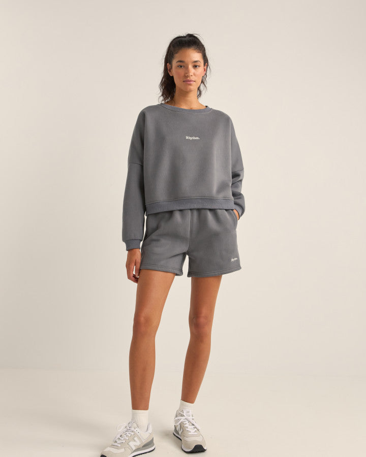 Polerón Mujer Logo Crew Neck Fleece - Charcoal