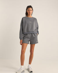 Polerón Mujer Logo Crew Neck Fleece - Charcoal