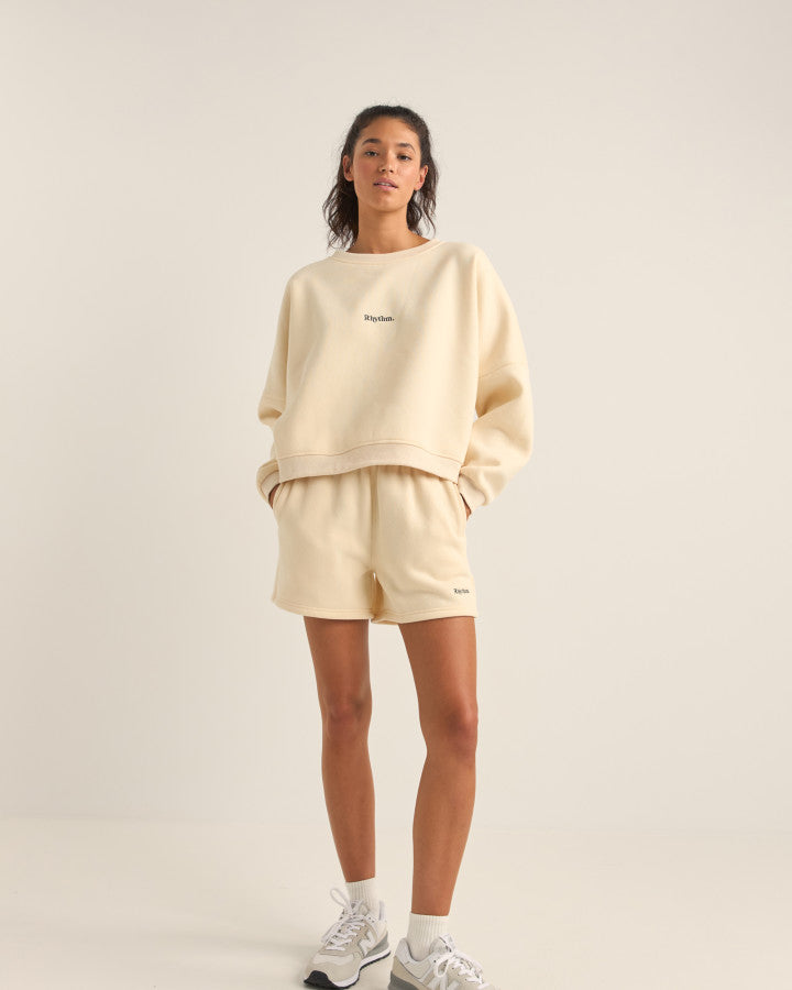 Polerón Mujer Logo Crew Neck Fleece - Oatmeal