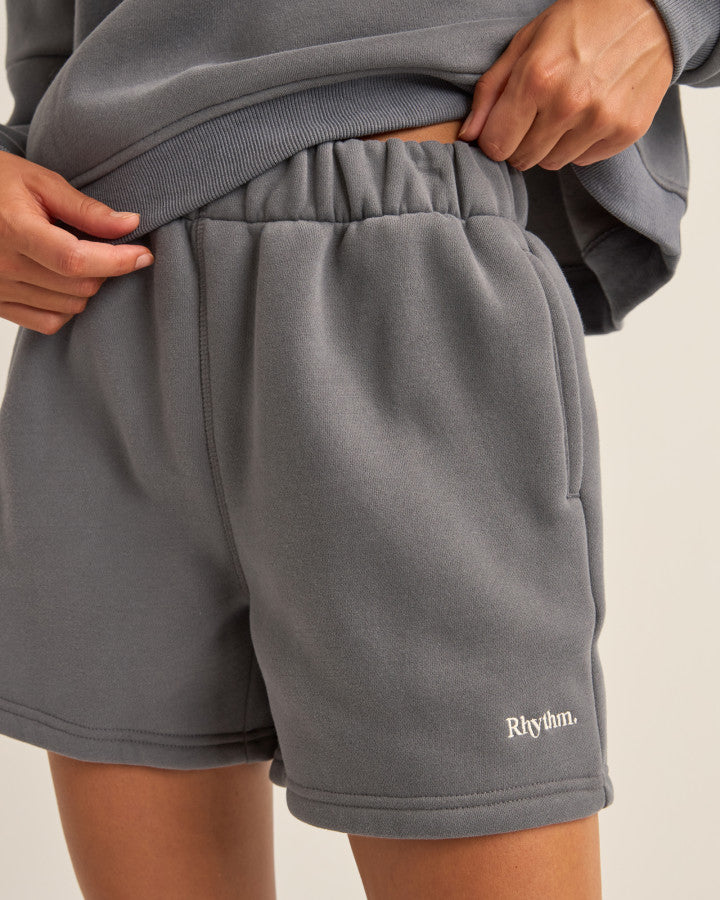 Short Mujer Logo Fleece - Charcoal