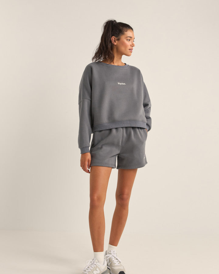 Short Mujer Logo Fleece - Charcoal