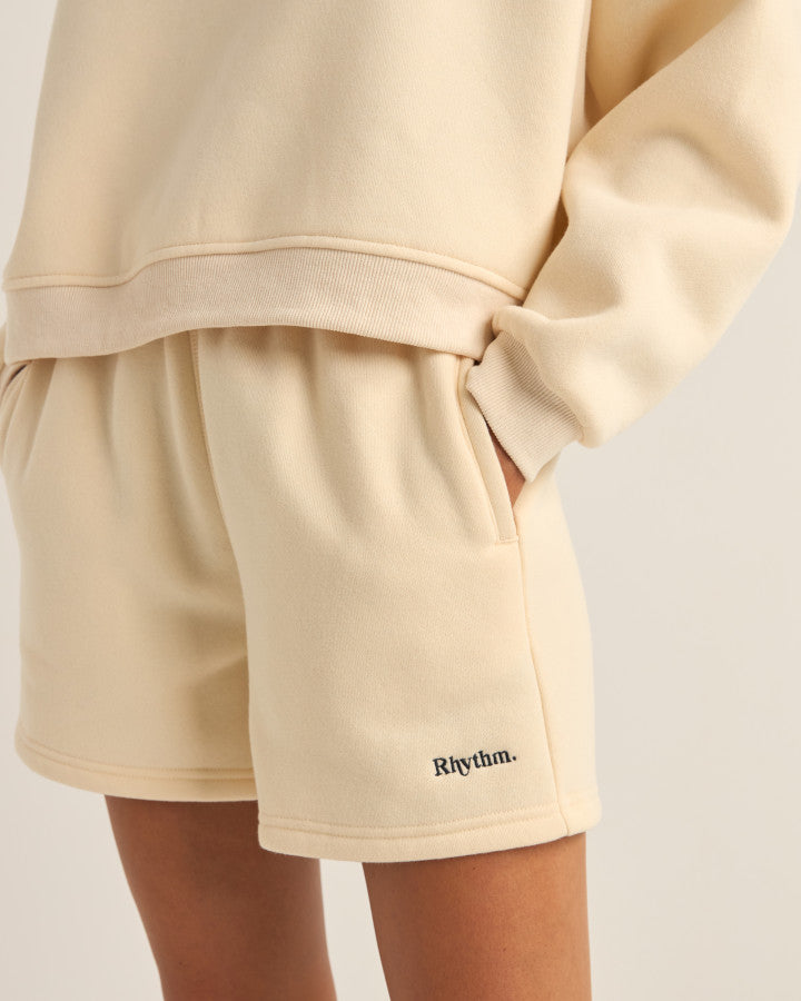 Short Mujer Logo Fleece - Oatmeal