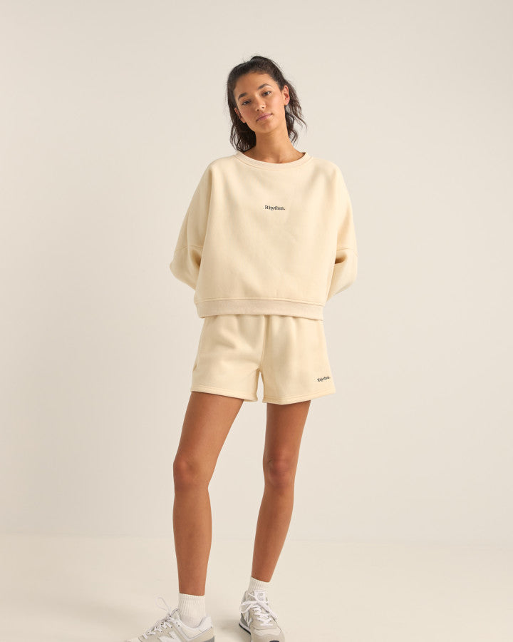 Short Mujer Logo Fleece - Oatmeal