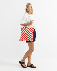 Bolso Lola Check Crochet Tote Bag - Fire
