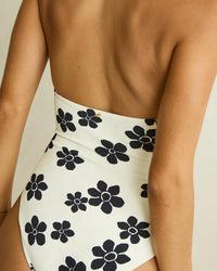 Traje de Baño Loulou Floral Reversible Halter Neck - Cream