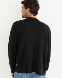 Sweater Hombre Mohair Button Up Knit- Black
