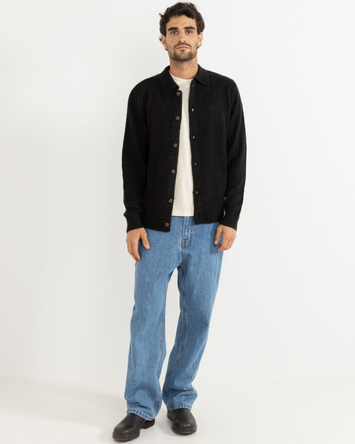 Sweater Hombre Mohair Button Up Knit- Black