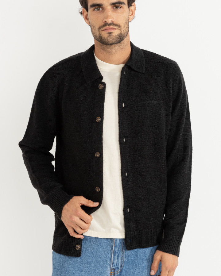 Sweater Hombre Mohair Button Up Knit- Black