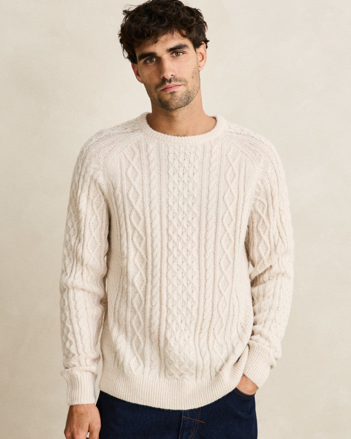 Sweater Hombre Mohair Fishermans - Natural