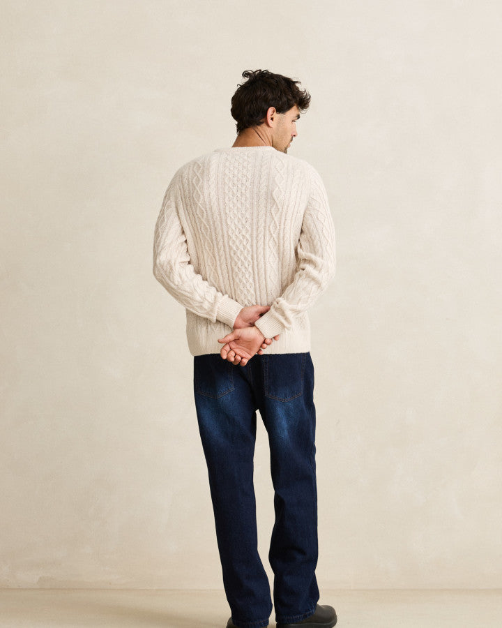 Sweater Hombre Mohair Fishermans - Natural