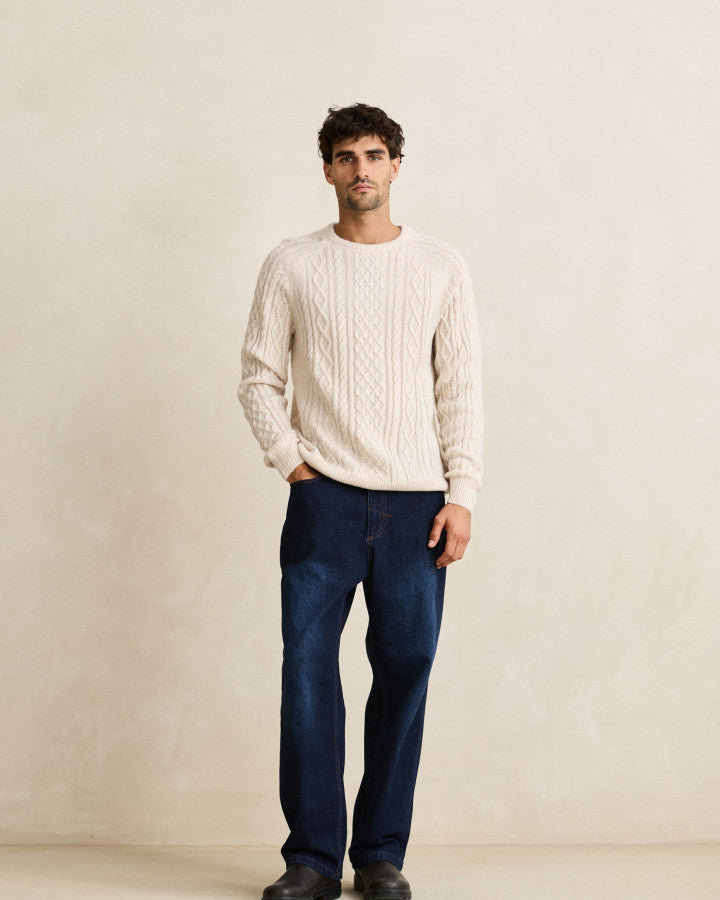 Sweater Hombre Mohair Fishermans - Natural