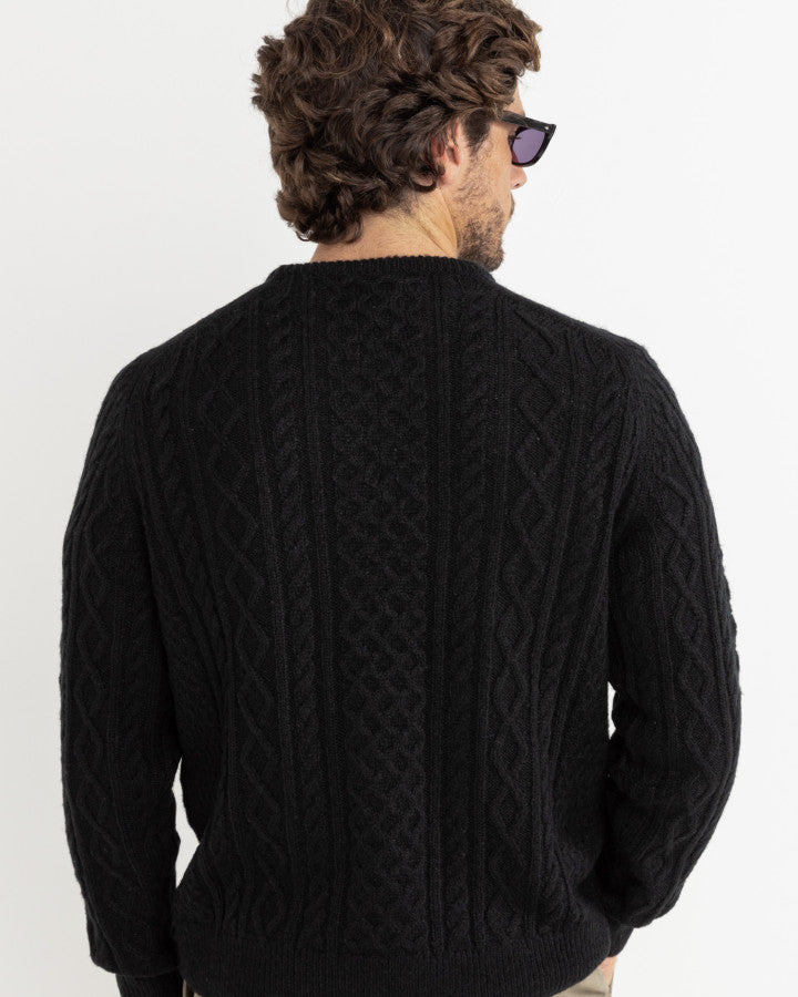Sweater Hombre Mohair Fishermans - Black